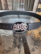 Czarny męski skórzany pasek AC/DC