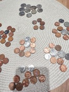 Garść 95 egzotycznych monet pozostałych z wyjazdu Kajmany Bahamy Kanada USA