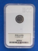 10 Groszy 2007 - Grading GCN Ms 66 od 1 zł !!!