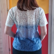 Niebieska ażurowa bluzka krótki rękaw M/L