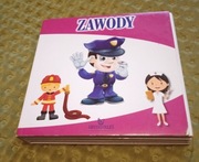 Zawody, twarda książeczka dla dzieci,do nauki polskiego słownictwa 
