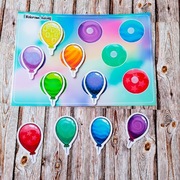 Układanka na rzepy Montessori. Zabawka edukacyjna. Kolorowe balony 