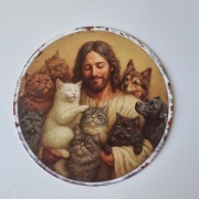 Obraz  p . Jezus opiekującymi się kotkami i pieskami