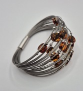 Komplet srebrnej biżuteri z bursztynem