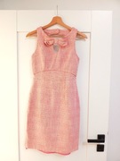 Jasnoróżowa elegancka sukienka z kokardką a la chanelka F&F 34XS