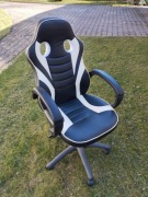 Fotel gamingowy super VECOTTI czarno biały sprawny siłownik