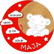 Metryczka drewniana dla dziecka grawer prezent metryka zawieszka narodziny
