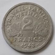 Moneta 2 franki z 1943 roku Vichy
