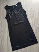 Sukienka z cekinami letnia krótka 65%wiskoza czarna H&M Divided 38M