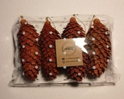 Komplet świerkowych szyszek na choinkę – rdzawe, 4 sztuki