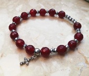 Różaniec bransoletka dziesiątka  hematyt czerwona bordowa