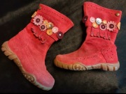 NATURiNO piękne skórzane kozaczki na wiosnę z kwiatuszkami,24