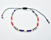 Bransoletka sznurkowa czerwień/granat/szachownica 