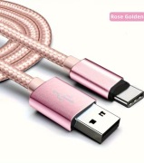 Kabel USB Typ C "Rose Golden" Fast Charge USB-C Nylonowy Mocny 1m