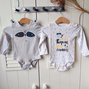 Body zestaw 74 szare białe z uszami panda długi rękaw bodziaki