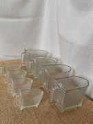 Zabytkowe szklane szufladki do kredensu 8 sztuk 