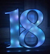 Cyfra 18 na urodziny led sterowana pilotem  i telefonem po Bluetooth. USB.