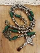 Różaniec paracord zielony, stal nierdzewna 