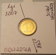1 grosz 2007 r.  destrukt..... ODWROTKA z woreczka   P15