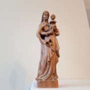 Rzeźba sakralna Matka Boska z Dzieciątkiem – drewno, rękodzieło PRL, unikat