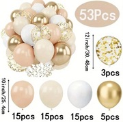 Zestaw balonów złoto-biały 53 sztuki na urodziny lub imprezy