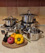 Komplet garnków ze stali nierdzewnej 12 el