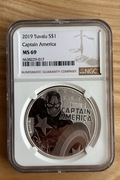 1 oz srebro ngc ms 69 Captain America Marvel 2019 1$
