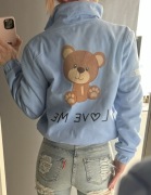 MissJacket kurtka bomberka niebieska Love Me z misiem / rozm. XS