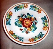 Talerz głęboki ceramiczny, ręcznie malowany, sygnatura Fajansu Włocławek 