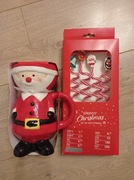 Pepco kubek i 4 słomki plastikowe na święta 