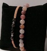 Bransoletki zestaw 2 szt. chalcedon, czarny obsydian, hematyt