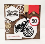 Kartka urodzinowa na 50-tkę, KARTKA NA 50 URODZINY ręcznie robiona MOTOCYKL