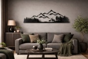 Dekoracja ścienna z metalu, prezent do domu, dekoracja z motywem górskim 