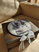 Szkatułka drewniana vintage kotek ręcznie zdobiona decoupage 