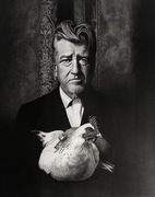 "No spring chicken", portret Davida Lyncha, akryl na płótnie 40x50