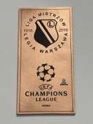 Legia Warszawa. Liga Mistrzów. Miedź 100 X 50 X 2 mm.  Gyges