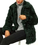 sztuczne futerko ,,H&M"dłuższa kurtka płaszcz ciemnozielona __M