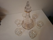 ,,,Vintage Zestaw Kieliszków Z Karafką Złote Obrzeża""