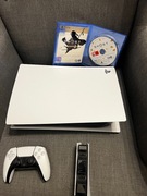 Konsola Playstation 5 z napędem, pad, stacja ładująca pady  i 2 gry