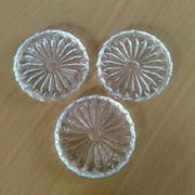 3 x talerzyki szklane średnica 9,5 cm/ podstawka pod szklankę.