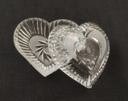 Kryształowe puzderko serce zamykana szkatułka   Vintage retro prl 