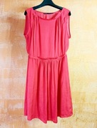 Lekka letnia sukienka Zara Basic bez rękawów midi różowa z kieszeniami