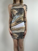 Zjawiskowa marmurkowa mini sukienka, dopasowana, imprezowa rozm. S PLT