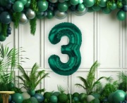 Balon foliowy Cyfra ''3", zieleń butelkowa, 85 cm.