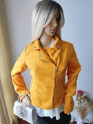 Musztardowa ramoneska biker jacket zamszowa wiosna/jesień 