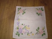 Chusteczka bawełniana do nosa damska naszywka 25 x 24cm kwiaty PRL
