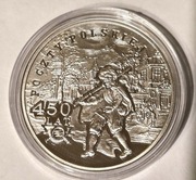 10 złotych 2008r "450 lat Poczty Polskiej", Ag925, Lustrzanka, Stan L.