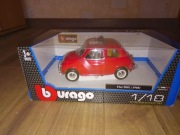 Fiat 500L 1968 czerwony model samochodu BBurago 1/18 1:18 metalowy