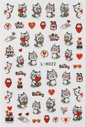 Naklejki na paznokcie Koty / Walentynki / Miłość / Love duży arkusz 