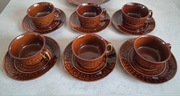 6 Filiżanek ze spodkami Werina Kokardka Porcelit Pruszków PRL